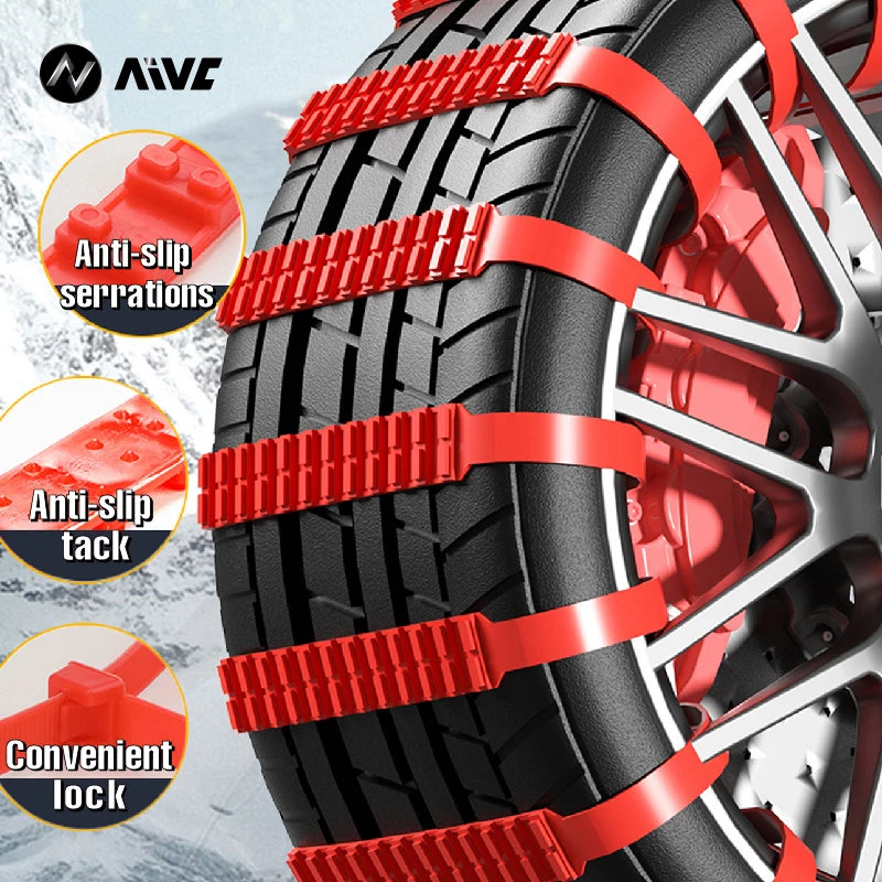 AIVC Anti-Skid Snow Chains - Universal Emergency Lockout Artifact for Car and Motorcycle Wheels, Suitable for Winter and Rough Terrain