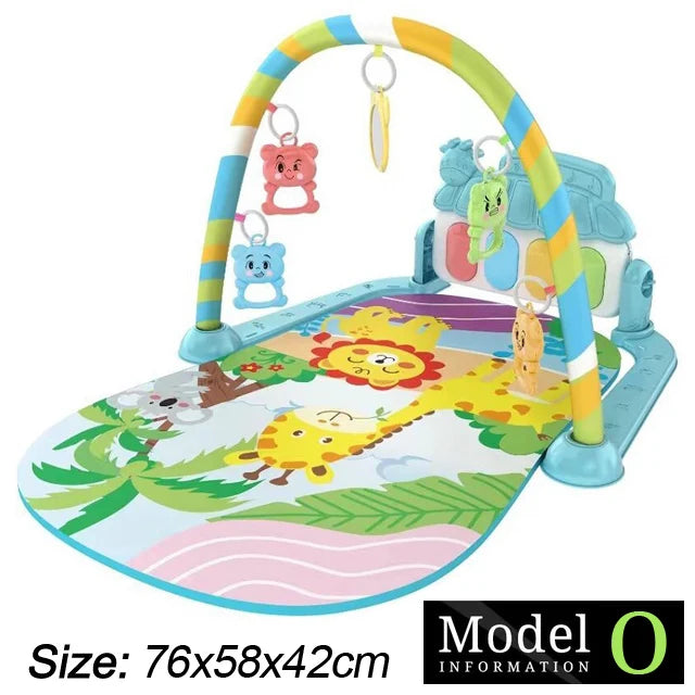 Baby Fitness Play Gym - Newborn Piano Activity Mat with Music, Crawling Blanket & Early Education Toys 0-36 Months