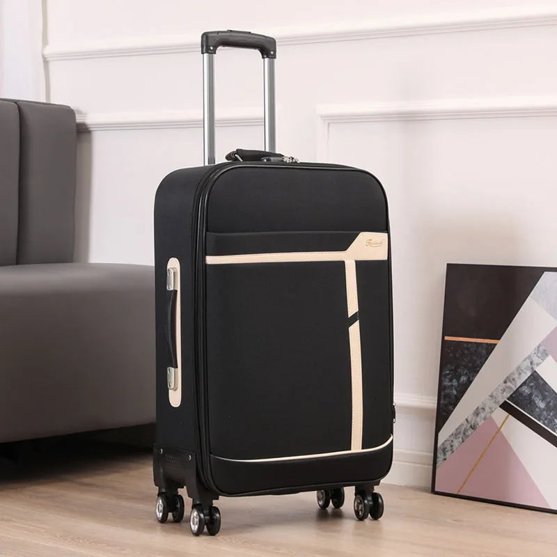 Ex Canvas Travel Suitcase – Trendy Fashionable Rolling Luggage with Combination Lock & 360° All-Direction Wheels for Business Travel