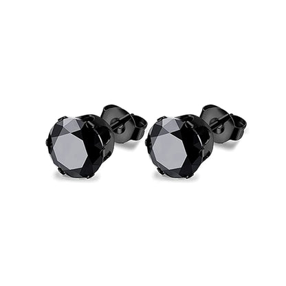 1–8 Pairs Stainless Steel Cubic Zirconia Stud Earrings Set – 6MM Unisex Minimalist Ear Piercing Jewelry for Men & Women