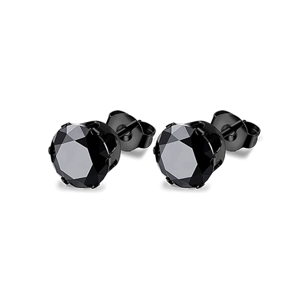 Unisex Stainless Steel Cubic Zirconia Stud Earrings Set (1–8 Pairs) – 6mm Minimalist Ear Piercing Jewelry for Men & Women
