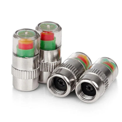 2/4PCS Car Tire Pressure Indicator - External Valve Cap Sensor for Monitoring and  Alerting Tire Pressure