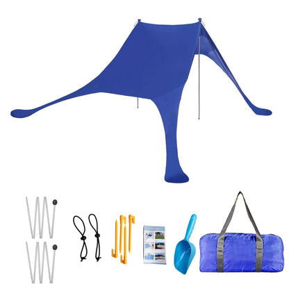 Family Beach Canopy – Large UPF50+ Sunshade Tent with Stability Poles for Beach, Camping, Parties & Picnics