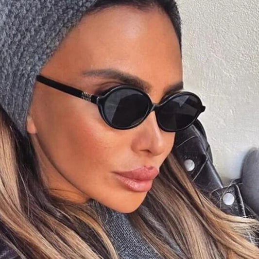 2024 Sexy Small Oval Sunglasses for Women – Designer Luxury Fashion UV400 Black Vintage Shades for Men
