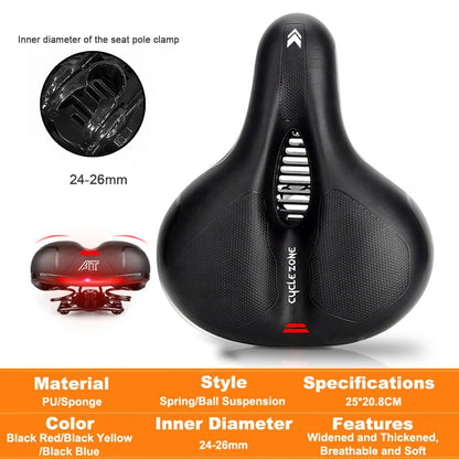 Hollow Breathable Bicycle Saddle - Shock Absorbing Comfortable MTB Road Bike Seat for Men & Women