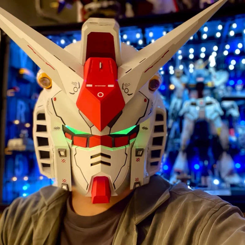 Vol.1 RX-78-02 Cyberpunk Helmet – 1:1 Mech Robot Mask with Touch Control Light, Cosplay Costume & Halloween Toy Gift for Kids