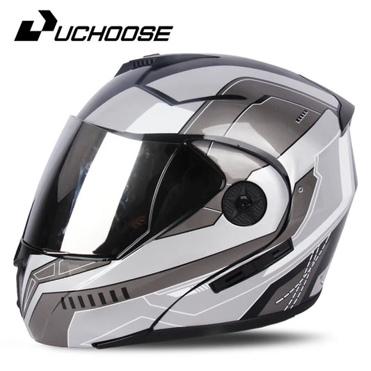 2024 Unisex Modular Motorcycle Helmet – Full Face Flip-Up Dual Lens Racing Helmet for Men & Women