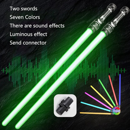 Colorful LED Lightsaber Toy - Telescopic Double Sword with Music & Flashing Effects for Kids, Cosplay & Party Fun