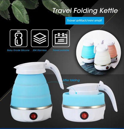 Mini Folding Kettle 0.6L - Portable 600W Water Heater, Silicone Electric Kettle for Home & Travel