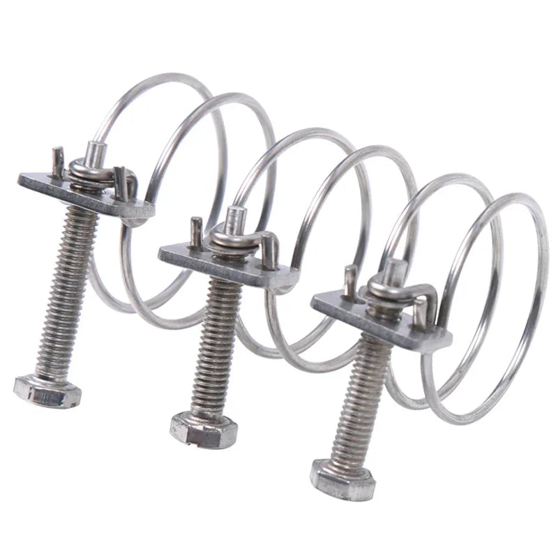304 Stainless Steel Double Wire Throat Hoop – Adjustable Clip for UPVC Hose, Water & Ventilation Pipes