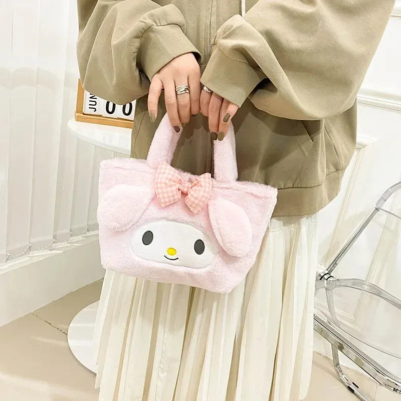 Kawaii Sanrio Kuromi Plush Backpack – Lolita Style Stuffed Animal Doll, My Melody Tote Bag for Women & Girls, Christmas Gift