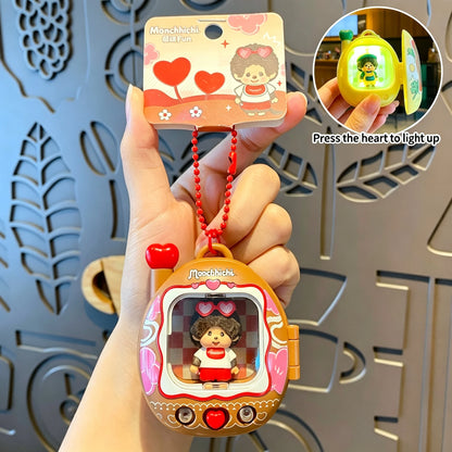 Cute Monchhichi Glow-in-the-Dark Keychain – Mini Night Light Bag Charm, Backpack Decoration & Gift