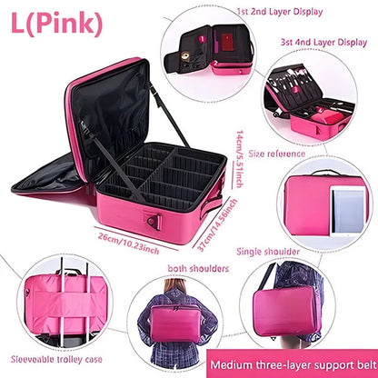 Professional Large Makeup Case – Travel Cosmetic Organizer & Nail Toolbox for Beauty Storage