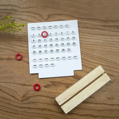 Handmade DIY Calendar: Acrylic Wooden Base Office & Home Decor - Small Ornamental Digital Desk Accessory