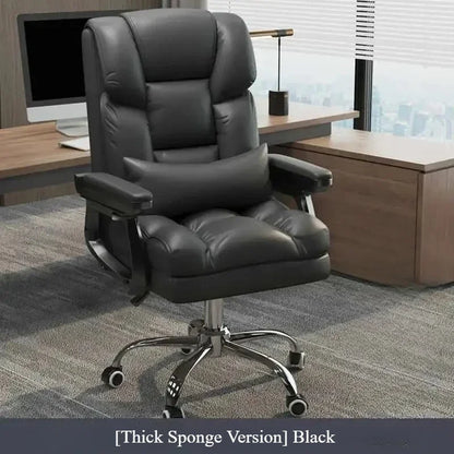 Modern Ergonomic Leather Office Chair - Swivel Computer Desk Chair with Cushioned Seat for Home & Office