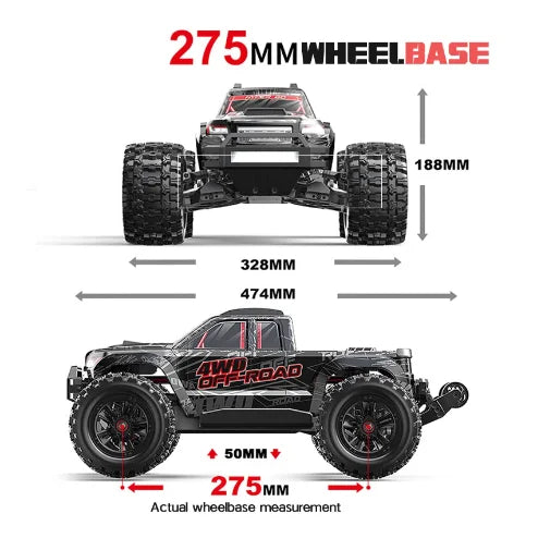MJX 10208 Small Monster 1/10 Hypergo – 2.4G Brushless High-Speed RC Off-Road Vehicle for Adults, Professional Remote Control Car