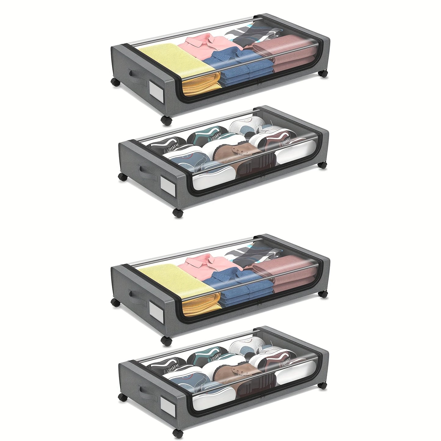 Underbed Storage Lockers with Wheels & Lids – Space-Saving Pull-Out Containers for Shoes & Clothes, Ideal for Dorm Bedrooms