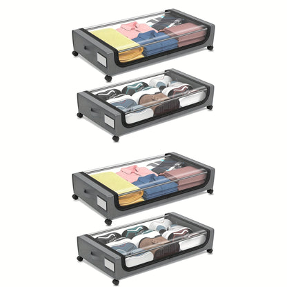 Underbed Storage Lockers with Wheels & Lids – Space-Saving Pull-Out Containers for Shoes & Clothes, Ideal for Dorm Bedrooms