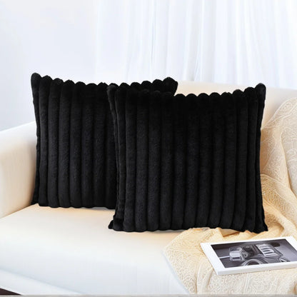 Luxurious Plush Striped Pillowcases – Soft Decorative Cushion Covers for Sofa Interiors