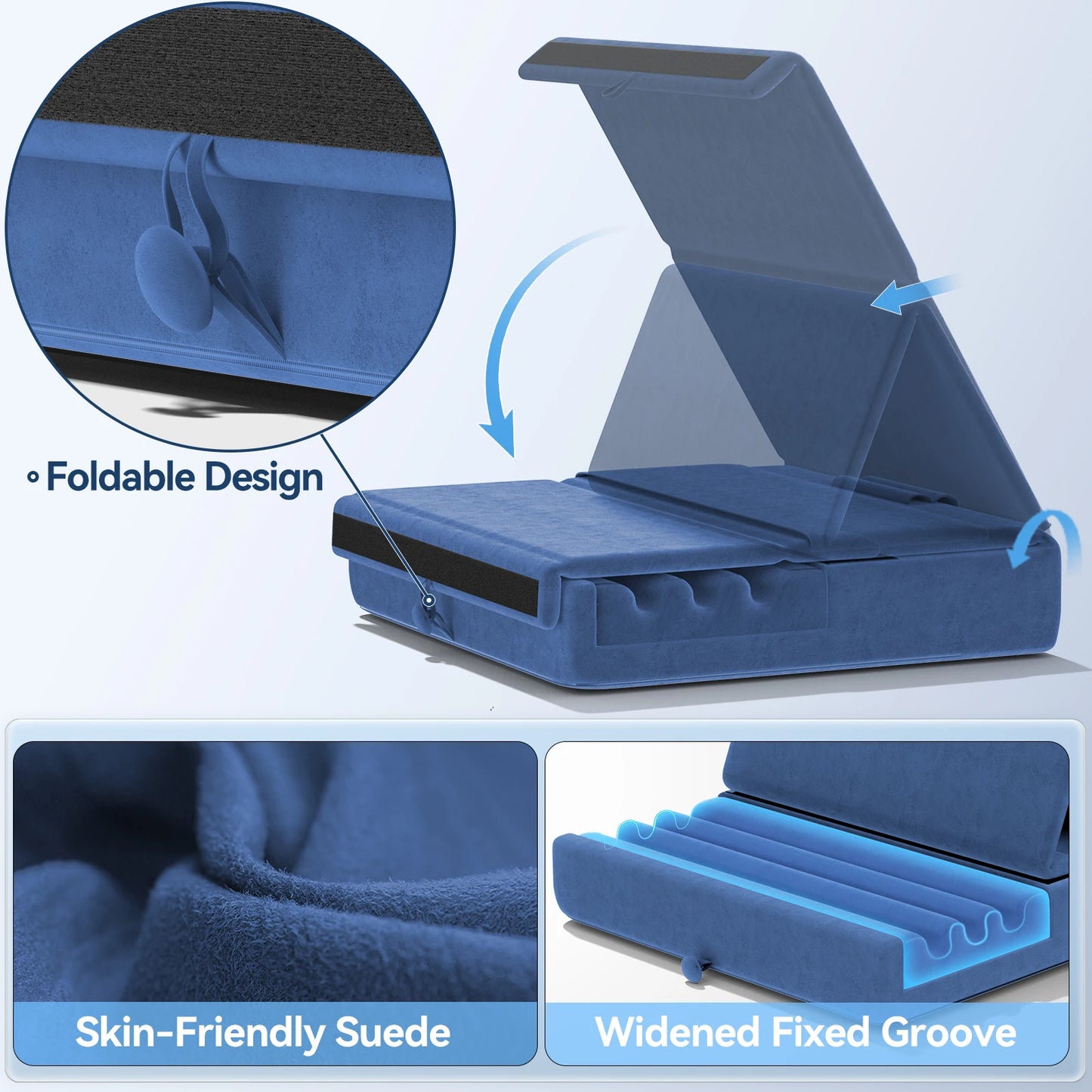 KDD Foldable Tablet Pillow Stand – Soft Lap & Desk Holder with Stylus Pocket for iPad Pro