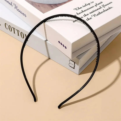 Elegant Non-Slip Toothed Hair Hoop – Thin Plastic Bezel Headband for Women & Girls