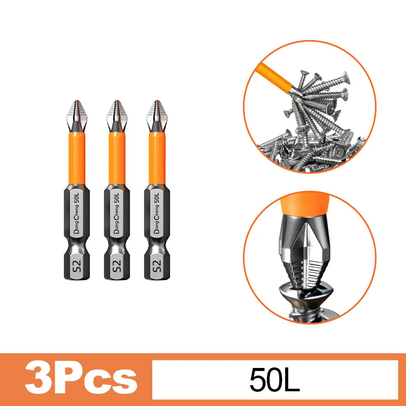 Magnetic Anti-Slip Screwdriver Bit Set - S2 Alloy Steel Impact Resistant Hex Shank Bits for Power Tools