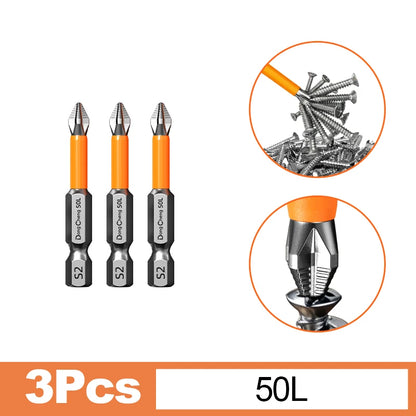 Magnetic Anti-Slip Screwdriver Bit Set - S2 Alloy Steel Impact Resistant Hex Shank Bits for Power Tools