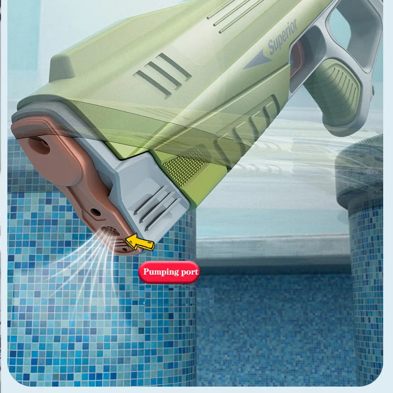43cm Full Electric Automatic Water Gun – Portable Summer Beach Toy for Boys, Outdoor Fight Game