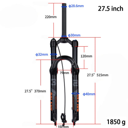 BOLANY Mountain Bike Fork – 29 Inch MTB Air Suspension, Shock Absorbing Fork for Downhill & MTB Bikes