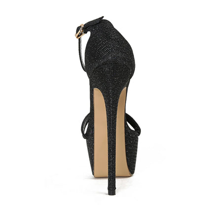 Liyke Women’s Sequined Platform Sandals – Sexy Open Toe Party & Pole Dance Heels, Size 34-46