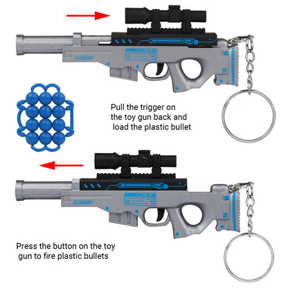 Mini Gun Toy Keychain - Mini Ball-Firing Pendant for Backpacks and Novelty Gifts