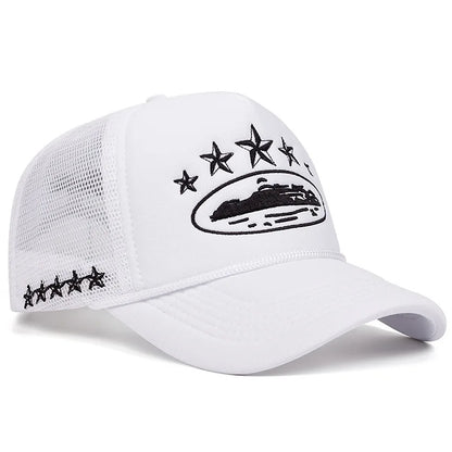 Unisex Print Mesh Trucker Cap - Hip Hop Streetwear Snapback Hat with Breathable Sunshade Design