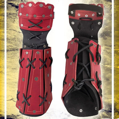Medieval Ninja Samurai PU Leather Arm Bracer – Long Glove Viking Knight Cosplay Steampunk Gauntlet Wristband