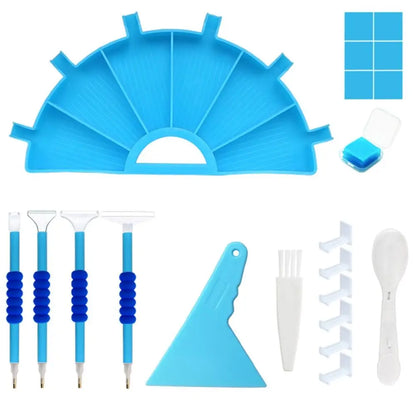 6-Grid Diamond Painting Tray Kit – Large Capacity Drill Plate, Beading Plate, and Cross Stitch Tools with Diamond Painting Pen