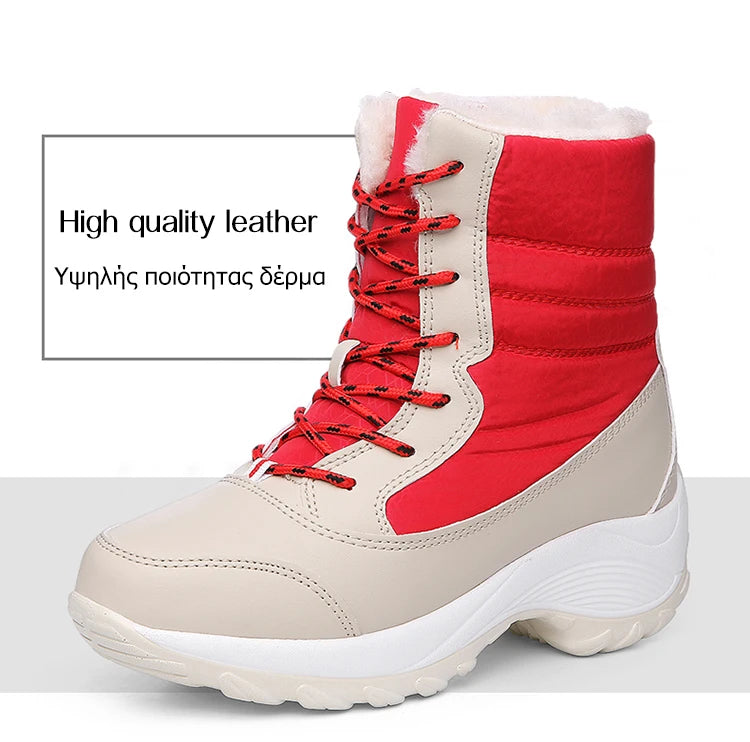 Women's Winter Snow Boots – Plush Lined Platform Flat Casual Shoes for Warmth and Comfort