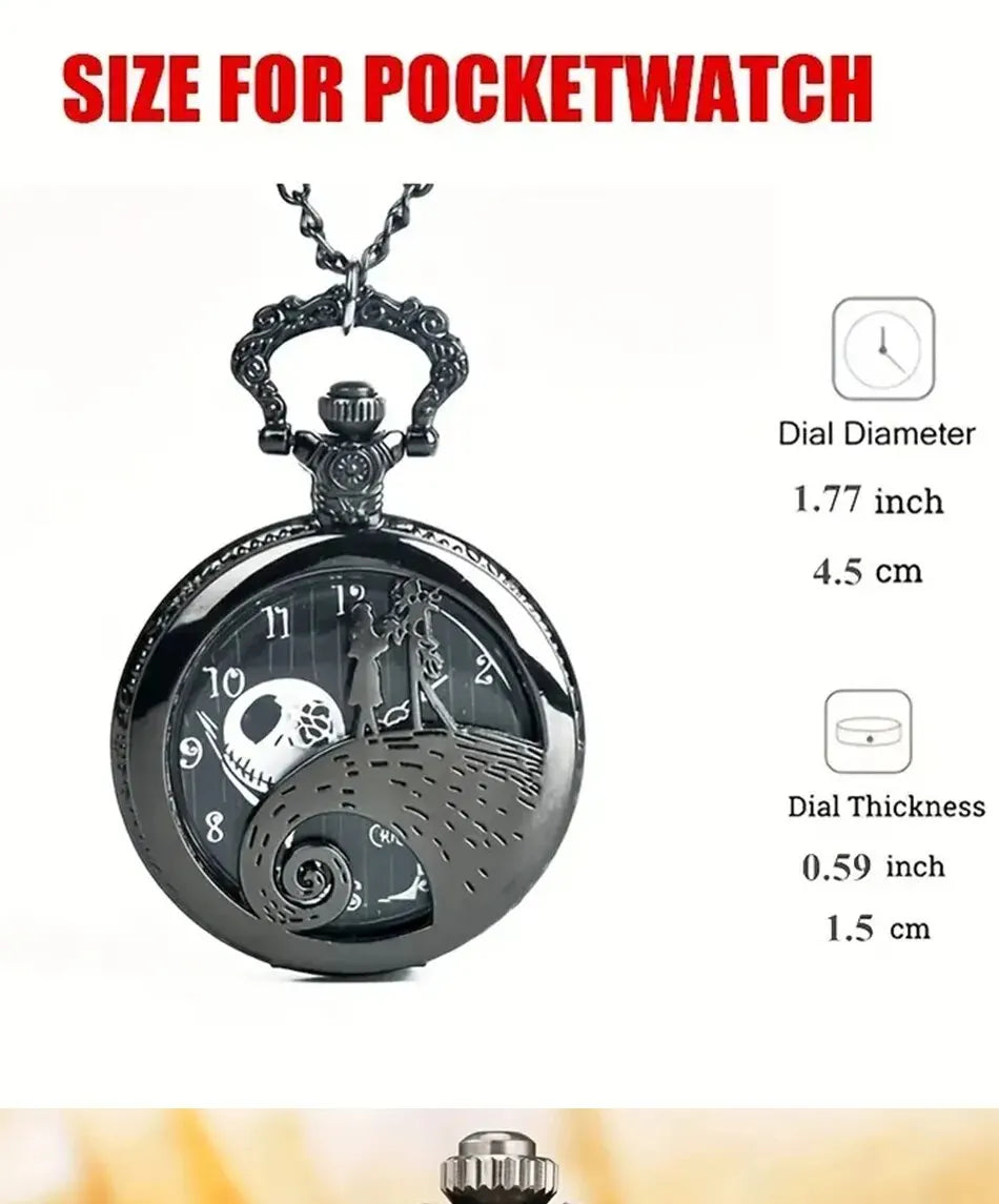 Fashion Skeleton Quartz Pocket Watch with Chain Necklace - Vintage Pendant Clock for Men & Women
