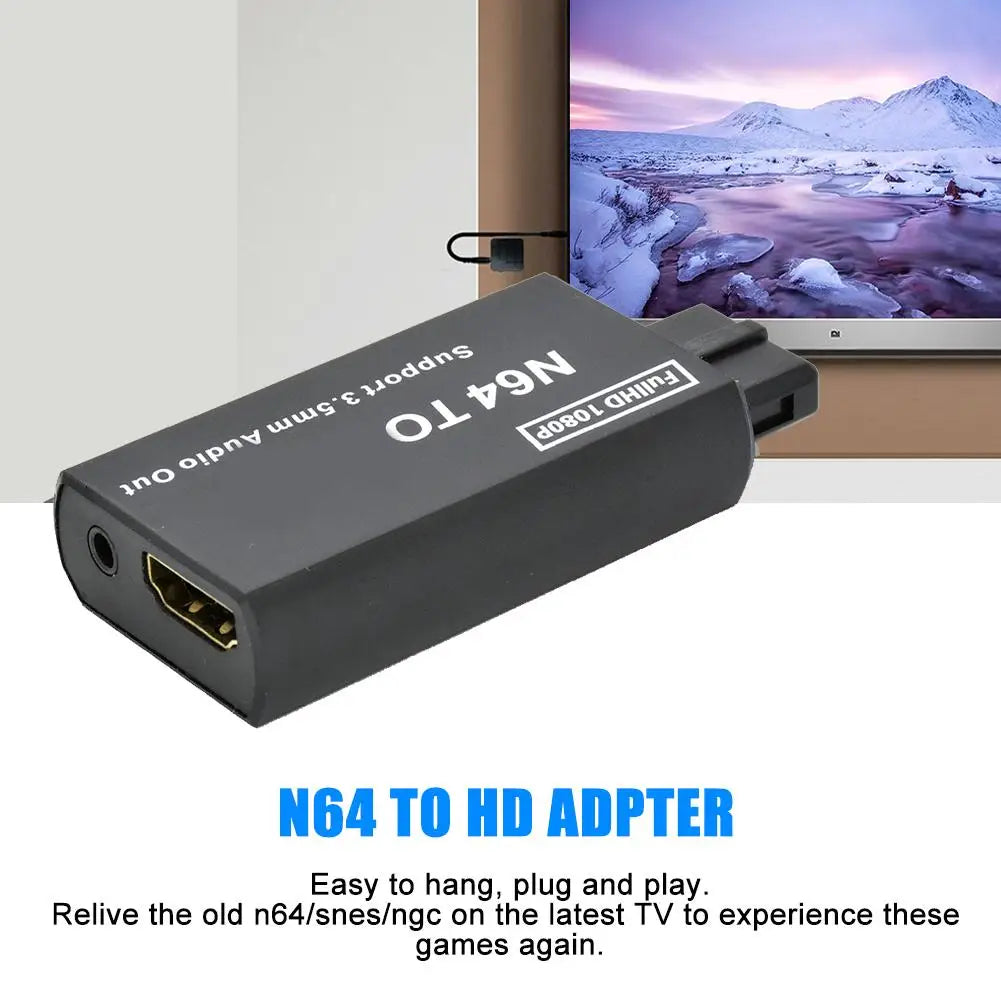 N64 to HDMI Converter Adapter — Plug & Play for N64/SNES/NGC (PAL/NTSC) with 3.5mm Audio Output