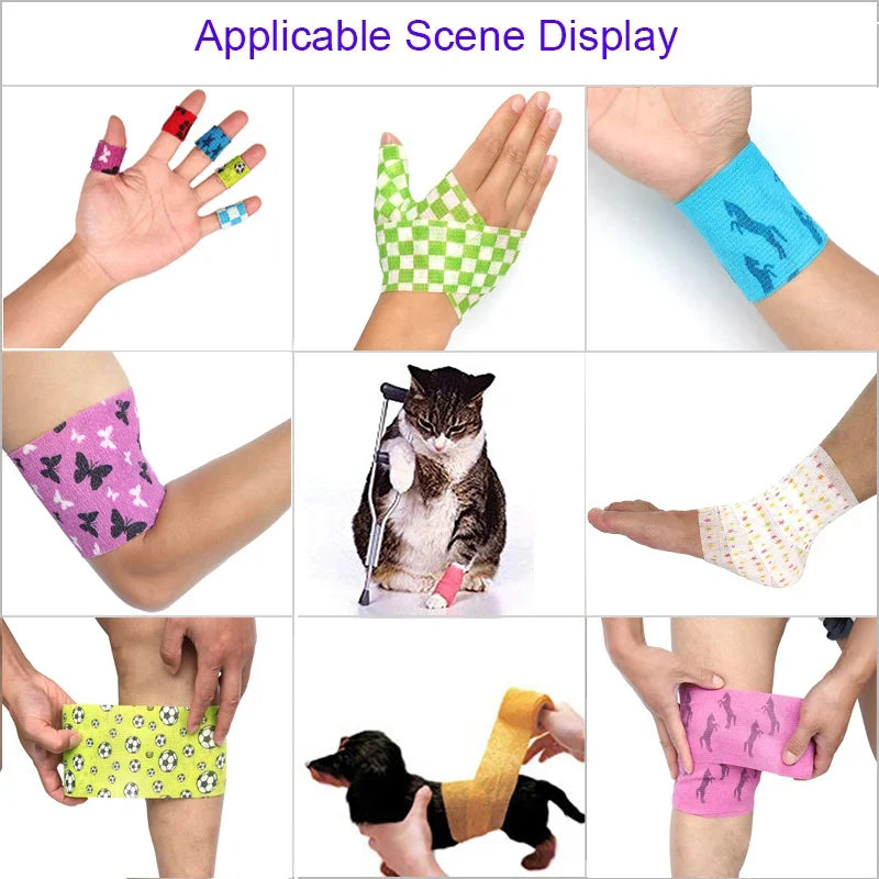 Animal Print Self Adhesive Elastic Bandage - 4.5m Sports Wrap Tape for Joints, Fingers & Pets