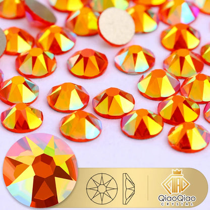 QIAO 2088 Crystal Nail Art Rhinestones — Flat Back Non-Hotfix Strass for DIY Nail Decorations (8 Big + 8 Small)