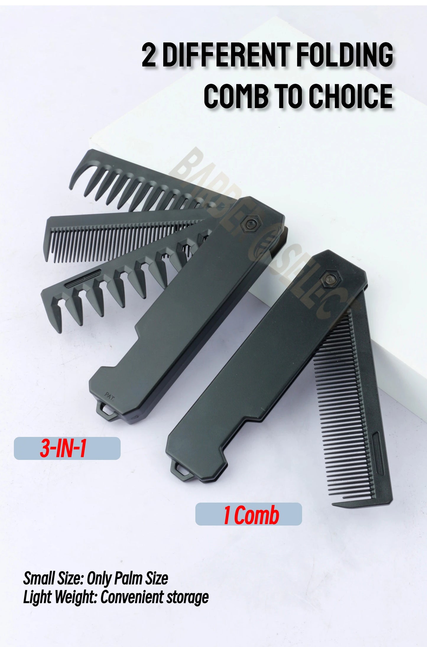 Newest 1/2/3-in-1 Portable Folding Comb – Wide Tooth Barber Clipper, Mini Beard & Hair Combing Styling Tool