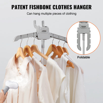 VEVOR Standing Garment Steamer with Foldable Hanger - 0.5 Gallon Tank for 90-Minute Continuous Home Steam Cleaning