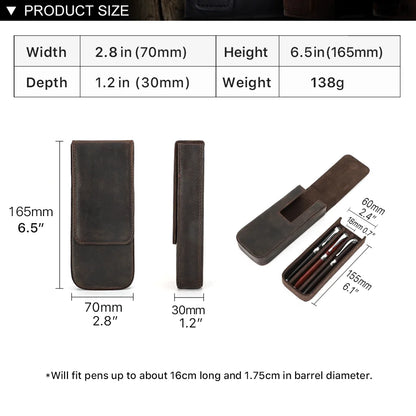 Luxury Genuine Leather 3-Slot Pen Case: Removable Pen Tray Holder - Office & School Supplies Pouch, Creative Gift