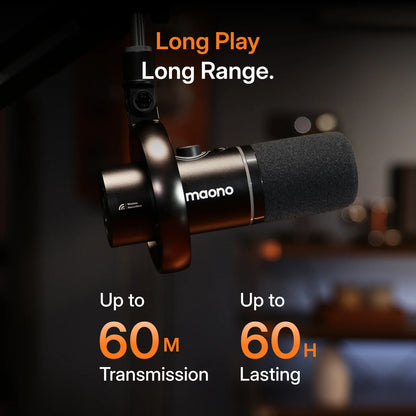 MAONO PD200W Hybrid Wireless Podcast Microphone – XLR/USB Dynamic Mic for PC, Phone & Camera Streaming & Recording