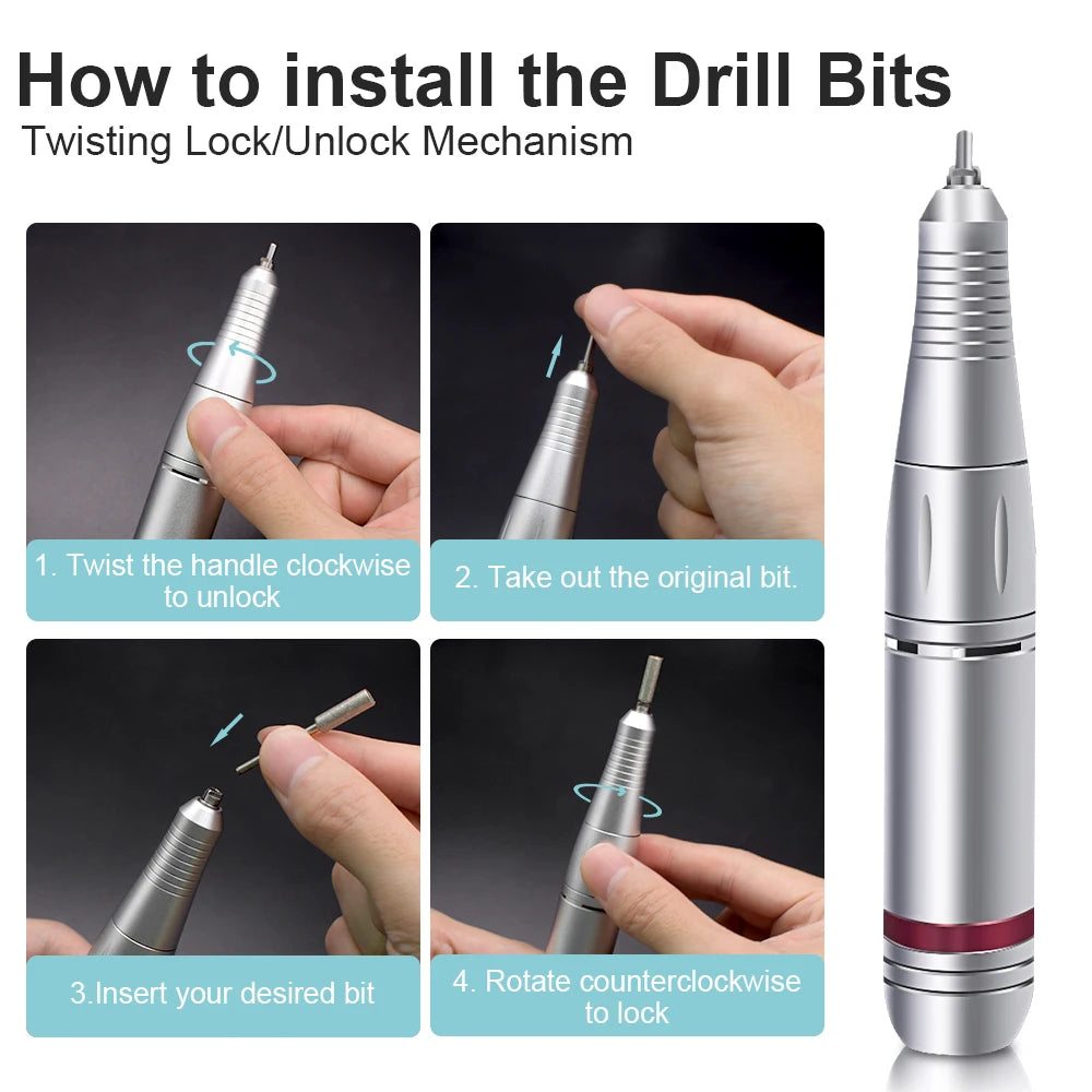 45000 RPM Electric Nail Drill Machine, Professional Metal Manicure Pen, HD Display Nail File & Sander for Nails