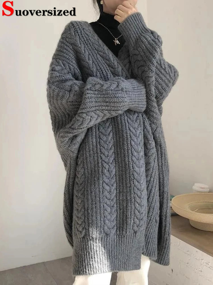 Women's Hollow Out Knitted Cardigan Coat – Casual Loose Fit, Big Size 4XL, Long Gilet Sweater Jacket