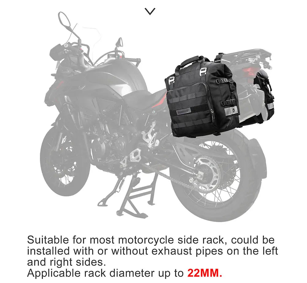 Rhinowalk Motorcycle Saddlebag 20L-30L – Universal Side Bag with Removable 100% Waterproof Inner Liner for Travel Motorbike Luggage