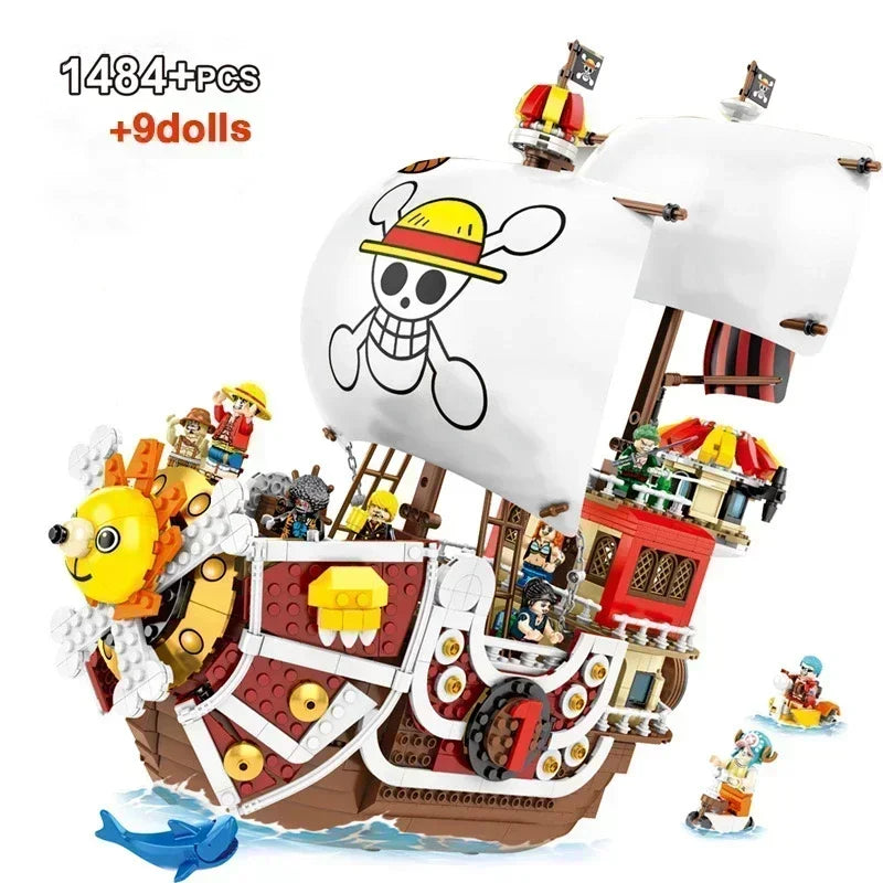 One Piece Thousand Sunny Boat Building Blocks – 1484/432pcs Cartoon Pirate Ship Toy Set for Kids Christmas Gifts