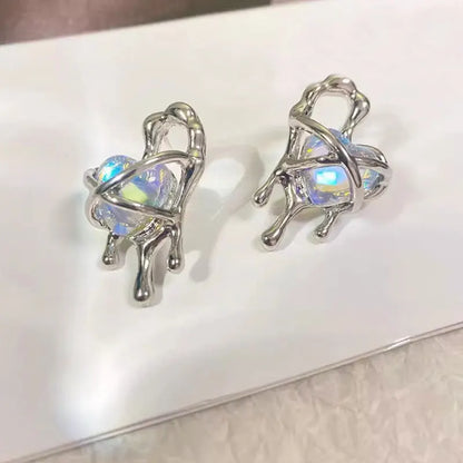 Fashion Punk Irregular Liquid Earrings – Metal Hollow Clip Earrings for Girls, Y2K Hip-Hop Party Jewelry Gifts
