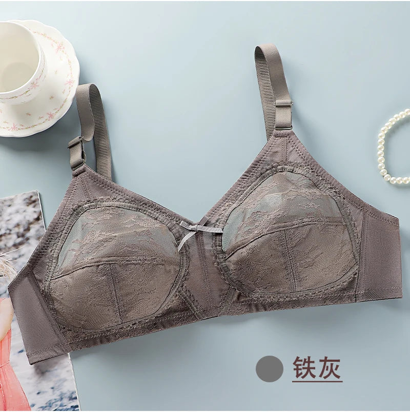 Women’s Lace Wireless Bra - Ultra-Thin Unlined Push-Up Large Bust Bra, Sizes 34-46