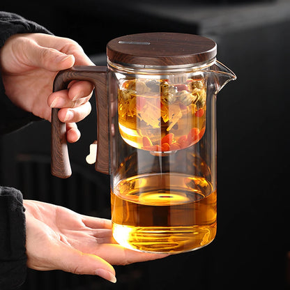 Glass Tea Pot Kettle with Magnetic Infuser - 520ML/720ML Tea Filtration Cup Set with One-Click Switch